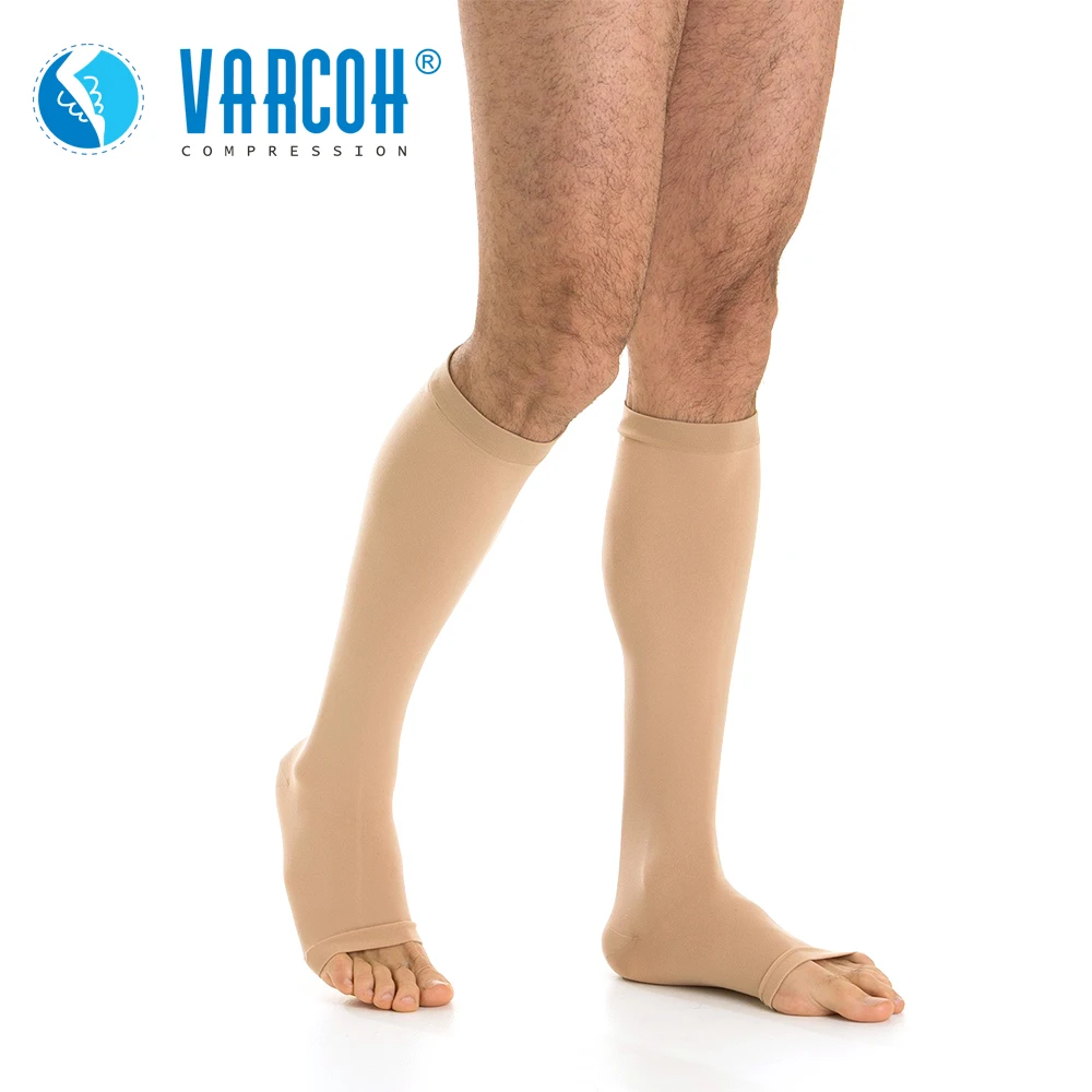 Men Medical Knee High Open Toe Compression Stockings Support 20-30 mmHg Socks Calf Sleeve Hose Pain Varicose Veins Edema Flight