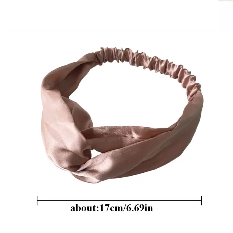 Fashion Women Faux Silk Solid Hairband Retro Cross Headbands Simple Elastic Hair Band Satin Bandanas Bezel For Hair Accessories