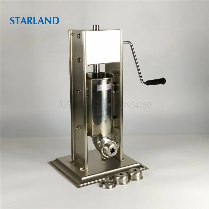 2L Sausage Stuffer Spanish Churros Machine Commercial/Household Churros Maker Vertical Sausage Meat Extruder with Hand Crank