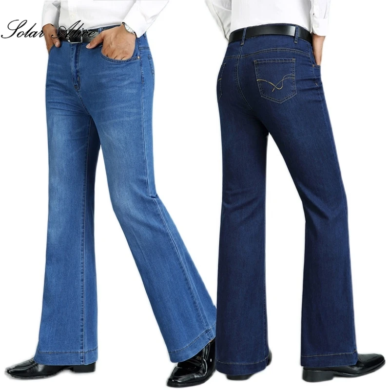 Men's Mid-Waist Bootcut Jeans Casual Wide Leg