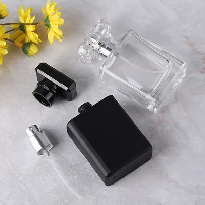 5pcs 50ml Transparent Black Perfume Bottles Travel Pocket Glass Spray Bottles Empty Bottles Mist Spray Bottle Dispenser Atomizer