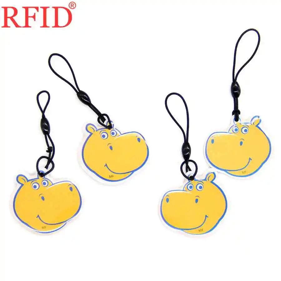 UID S50 1K RFID Tag Key fobs Changeable Mif 13.56MHz Rewritable Writable IC Card Cartoon Dropping Glue Keyfob Keychain 1pcs