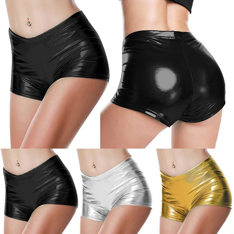 2021 Summer Shorts Women Sexy Bright Body Smooth Slim Tight  Casual Sexy Shorts Beach Fashion Costumes Polyester