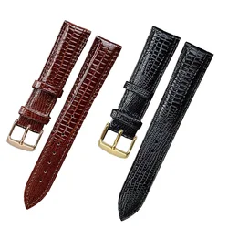 Fashion Watch Band Leather Wristband Watch Accessories Lizard Pattern Pin Buckle Strap Belt for Top Luxury Brand Women Watch