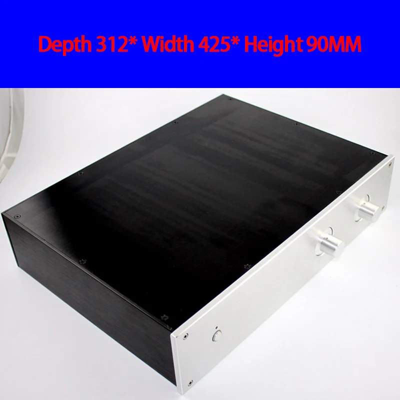 

KYYSLB 312*425*90MM CJ016 All Aluminum Amplifier Chassis Box House DIY Enclosure with Feet Knob Amplifier Case Shell