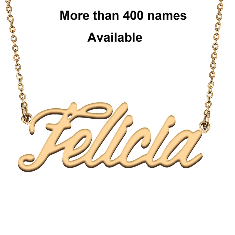 

Cursive Initial Letters Name Necklace for Felicia Birthday Party Christmas New Year Graduation Wedding Valentine Day Gift