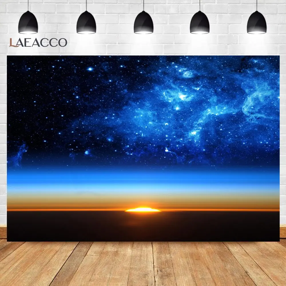 Laeacco Sunrise Backgrounds For Photography Polka Dots Light Bokeh Baby Newborn Photography Blue Sky Background Photo Backdrop