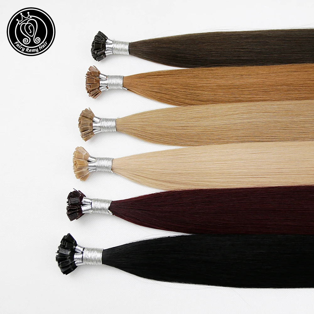 Keratin Bond Flat Tip Capsule Real Remy Natural Hair Extensions Human Hair Fusion Pre Bonded Hair 16 18 20 22 Inch 0.8g/strand