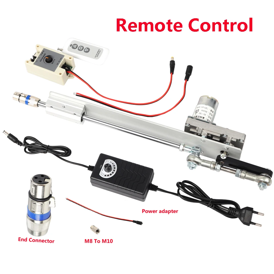 Telescopic Reciprocating Linear Actuator Reduction Motor Adjustable Stroke 15cm, DIY Design, with Wire Control and End Connector