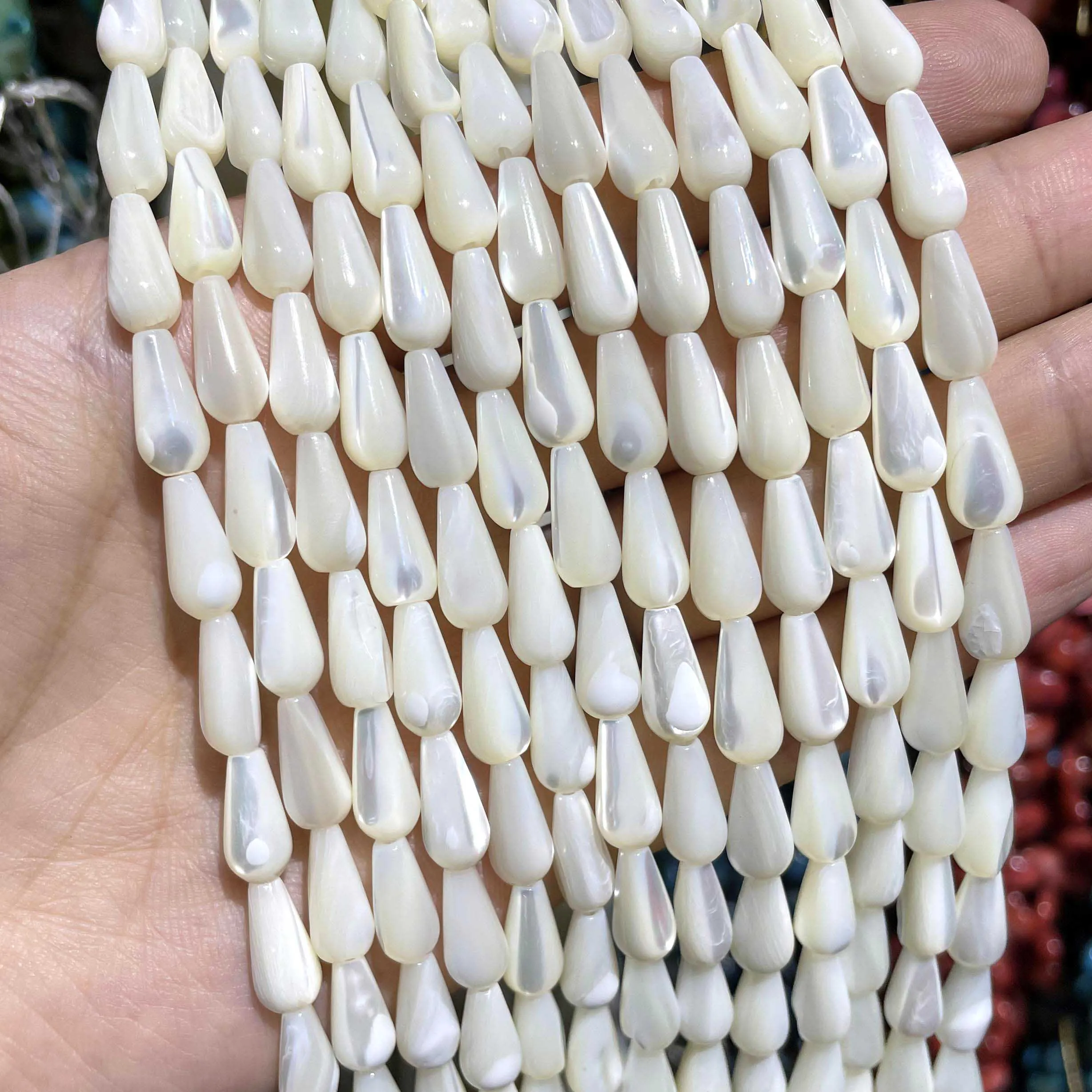 8 12 20mm Natural Water Drop Shape White Mother Of Pearl Mop Shell Beads For Jewelry Making DIY Bracelet Ear Studs Accessories