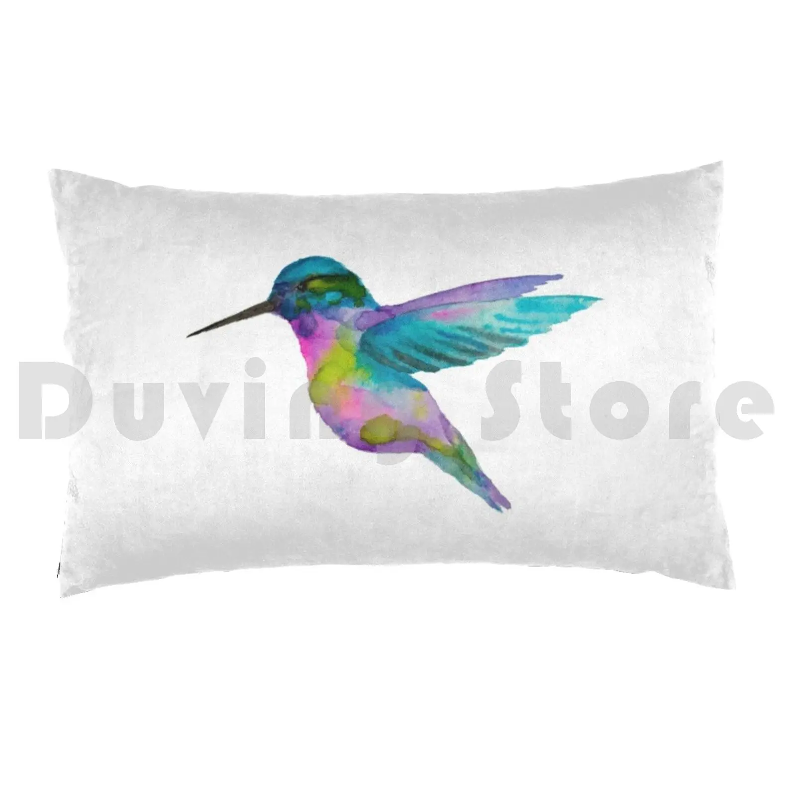 Dreamy Watercolor Hummingbird Pillow Case 20*30 Inch Watercolor Hummingbird Humingbird Pink Blue Flying Bird