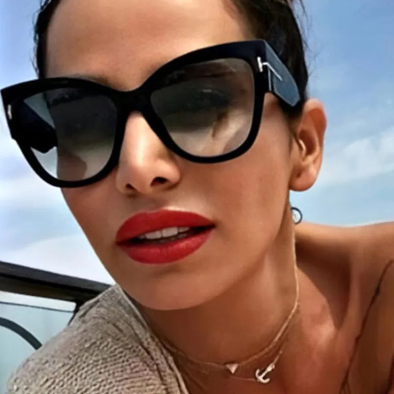 New Fashion Brand Designer Cat Eye Women Sunglasses Female Gradient Points Sun Glasses Big Oculos feminino de sol UV400