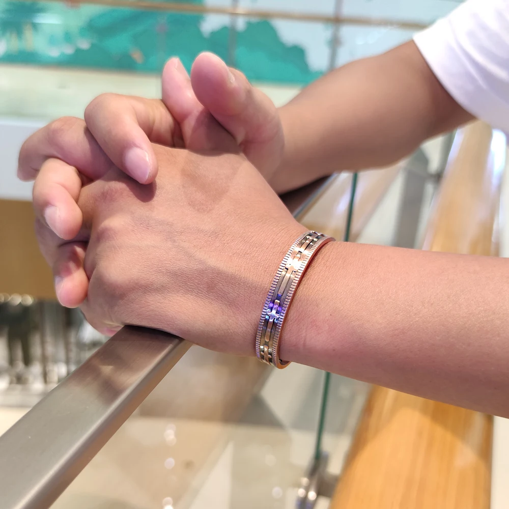 Vinterly Real Copper Magnetic Health Bracelets Cross Arthritis Adjustable Bangles Man Energy Magnet Therapy Jewelry Resizable
