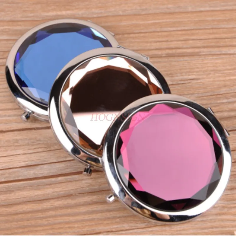 Crystal Double-sided Mirror Portable Makeup Mirror Small Folding Beauty Student Simple Clamshell Sale