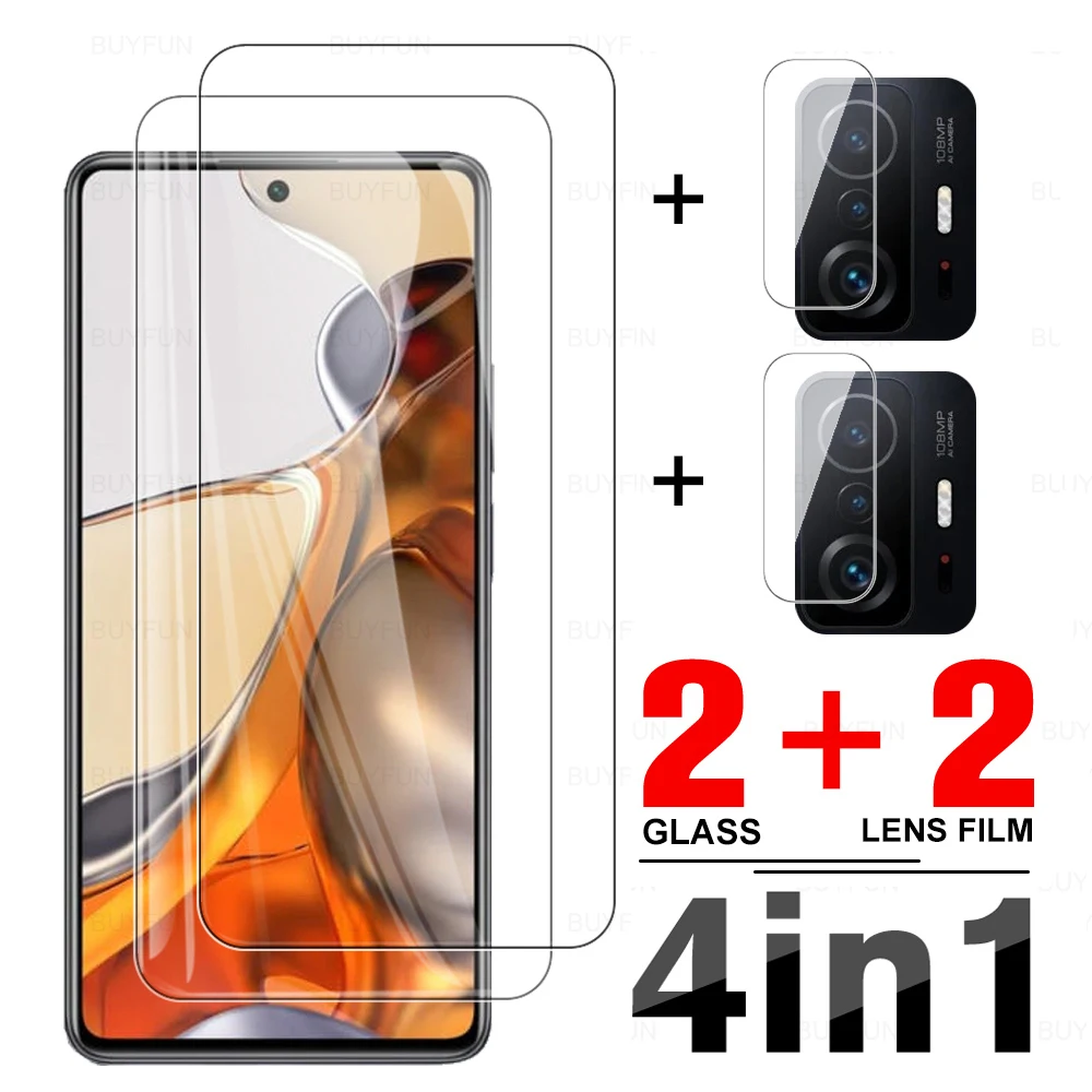 4in1 Tempered Glass For  Xiaomi 11T Pro Camera Lens Protective Film For Xiamoi 11 Lite 5G NE 11i 10T Pro Screen Protective Glass