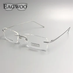 Pure Titanium Eyeglasses Rimless Optical Frame Spectacle Frameless Glasses For Wide Face With  Long Temple 145mm