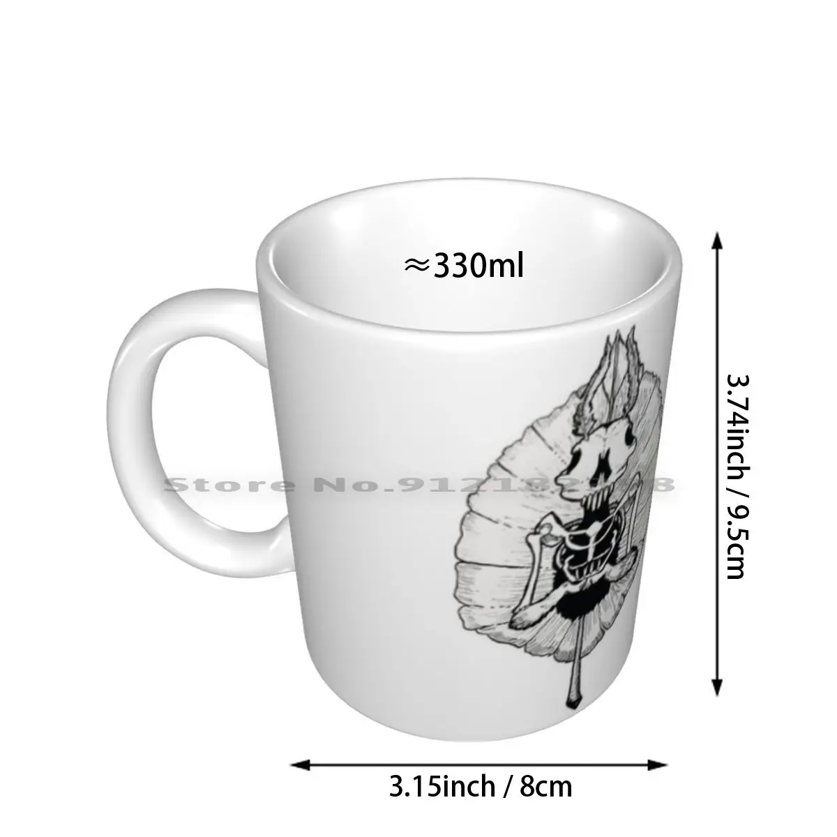 Madness Ceramic Mugs Coffee Cups Milk Tea Mug Bunny Skeleton Leaf Black And White Black Traditional Bones Creative Trending