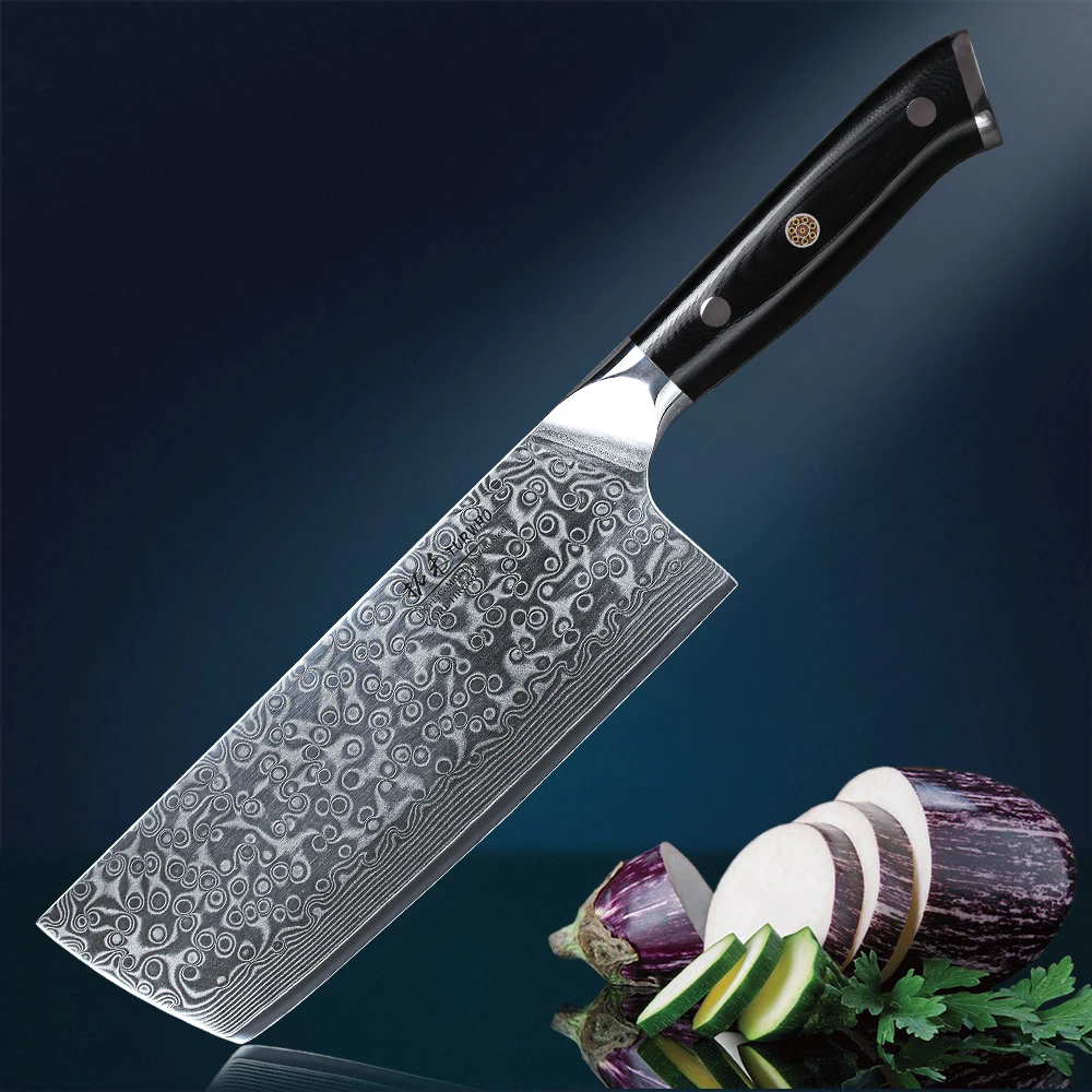 

TURWHO 7 inch Nakiri Kitchen Knife Japanese 67 layer Damascus Steel VG10 Cleaver Chef Knives Vegetables Meat Knives G10 Handle