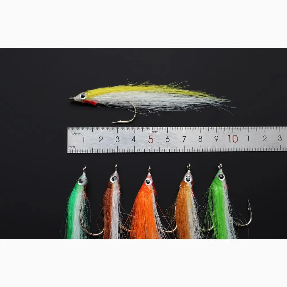 Tigofly 12 pcs 1/0 4cm High Carbon Hook Polar Fry Salmon Trout Sea Bass Steelhead Minnow Fly Fishing Flies Lure Set