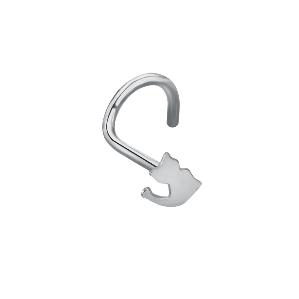 Stainless Steel Moon Heart Skull Nose Stud