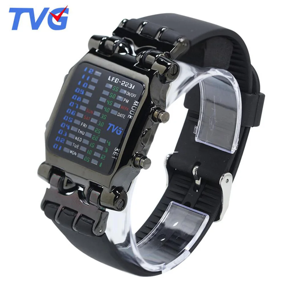 TVG Men Sports Watches Men Led Digital Watches Silicone Strap Electronic Watches Men Clock Relogio Masculino horloge mannen