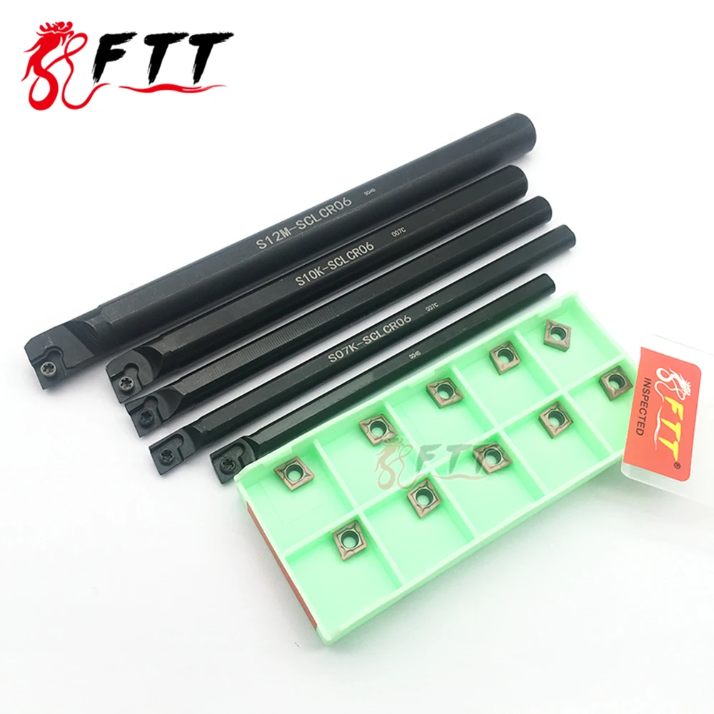 

10PCS CCMT060204 FT1125 carbide tool S06K-SCLCR06 S06K /S07K /S08K /S10K /S12M 95 degree spiral turning tool holder boring bar