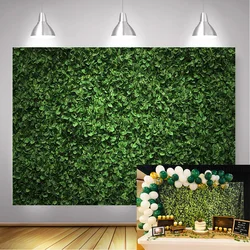 Green Leaves Wall Wedding Backdrop for Photography Grass Spring Safari Party Background Newborn Baby Shower Photo Studio Props