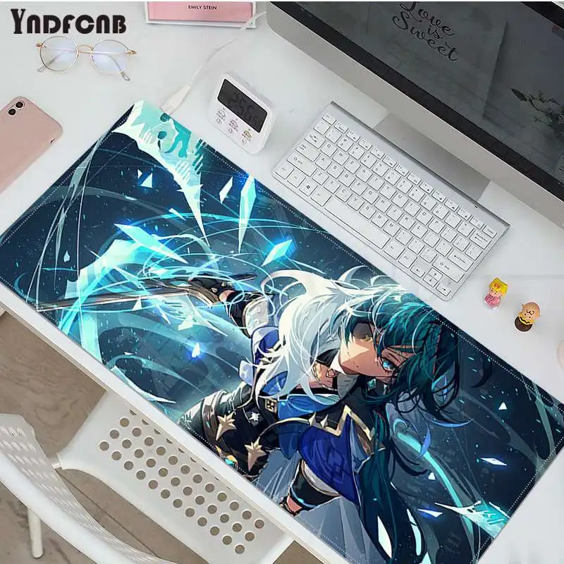 YNDFCNB Genshin Impact Kaeya Desain Sederhana Meja Pemutar Permainan Laptop Alas Mouse Karet Ukuran untuk Alas Mouse Keyboard Tikar