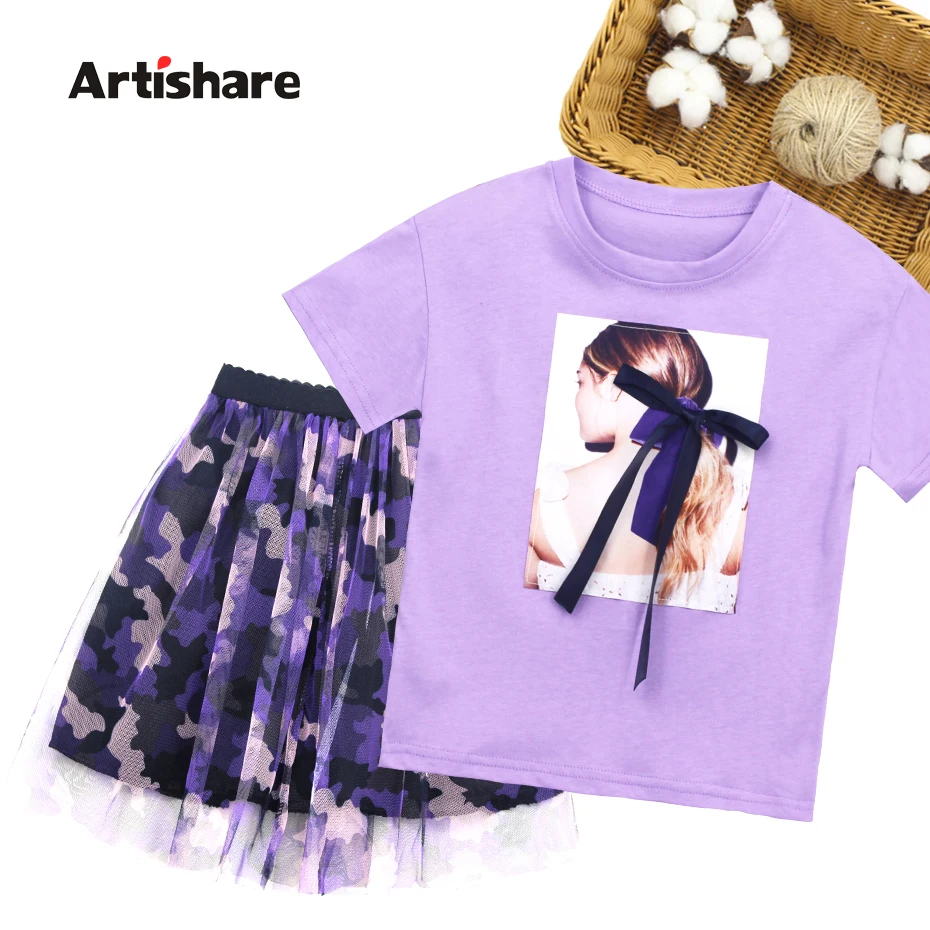 Teen Girls Clothing Cartoon T SHIRT + Skirt Girls Summer Clothing Casual Girls Clothes Floral Kid Clothes For Girls 6 8 10 12 14