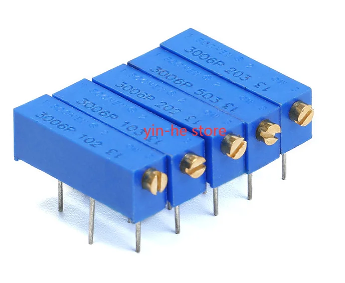 5PCS 3006P ปรับ Precision Multi-Turn Potentiometer 102/202/103/203/503/104 1K2K10K20K50K100K ความต้านทาน