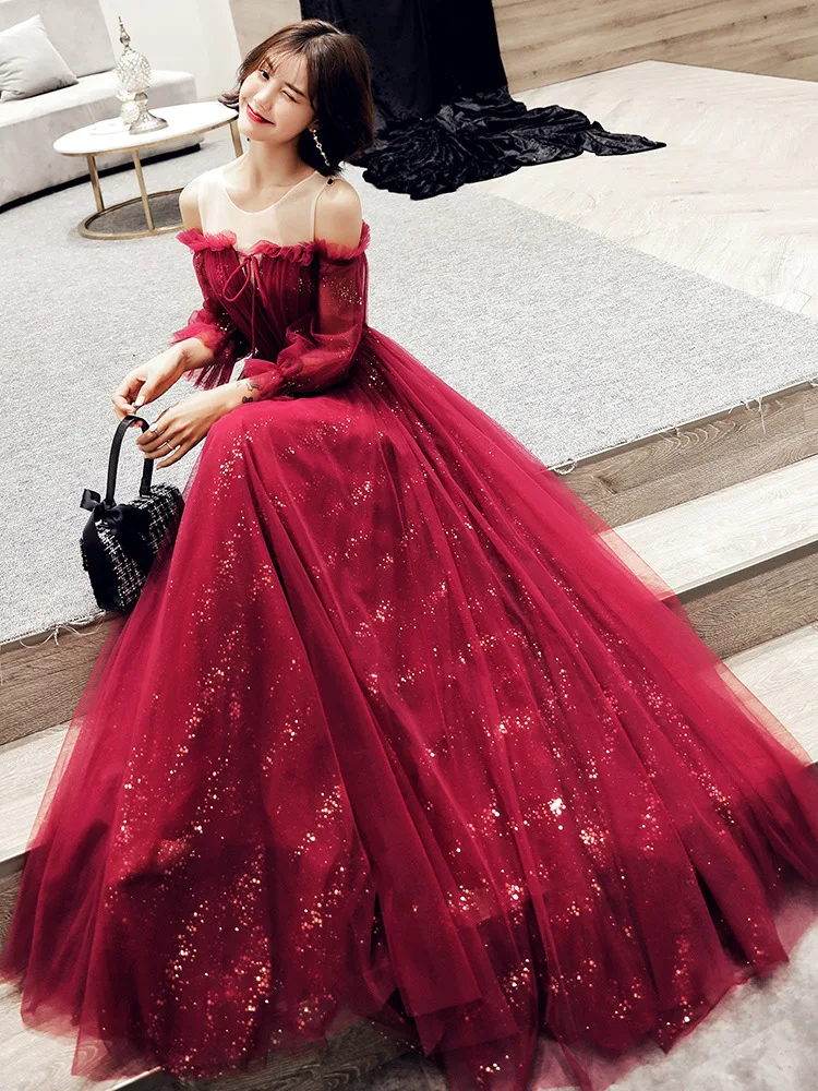 Toast Dress Bride 2020 New Red Slim Engagement Wedding Dress Fairy Dream Evening Dress Female Banquet