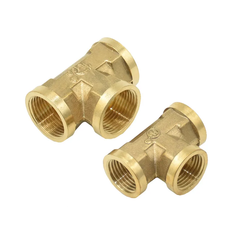 

Brass Female Thread 1/2 3/4 Tee Connector T Type Plumbing G1/2 G3/4 Water Splitter Threaded Connector Fittings 1Pcs