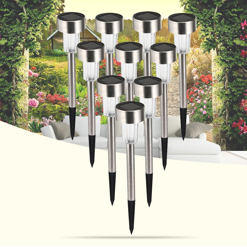 10PCS LED Lawn Lamp Solar Panel LED Spike Spot Light Lawn Light Landscape Garden Path Lawn Solar Lamps Outdoor Grounding Light