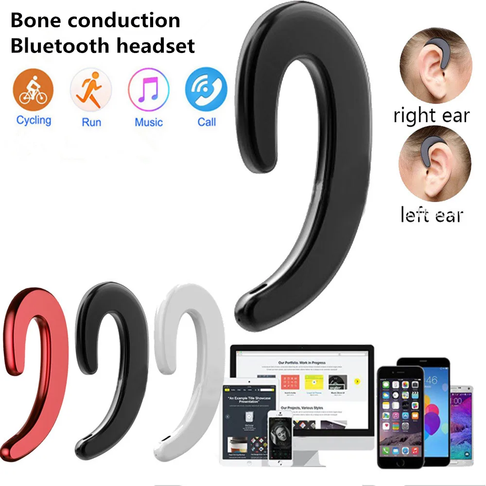 Wireless Bluetooth Earphone Headphones Bluetooth 4.2 Earbuds Sports Headset Bone Conduction Earphone USB Ear Hook Charging Cable