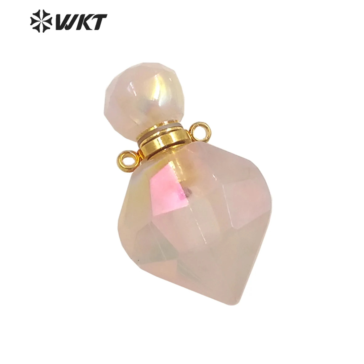 

WT-P1712 Wholesale Amazing Beauty Girl Pink Quartzs Perfume Bottle Jewelry Pendant Aura Drop Shape As DIY Crafts