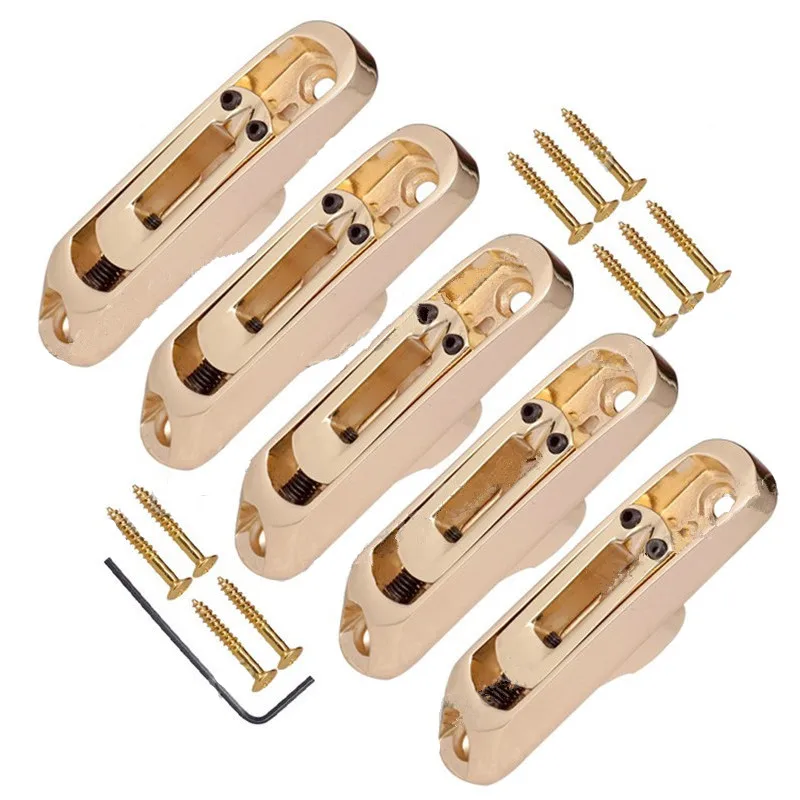 A Set Of 5 Pcs Individual Bridge Saddles Tailpiece For 5 String Bass Guitar Accessories Parts Chrome Black Gold Choose
