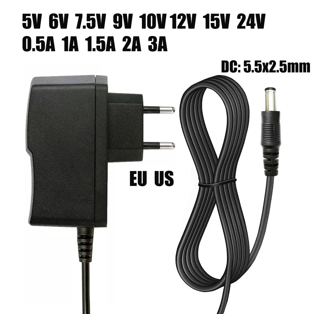 AC 110-240V DC 5V 6V 8V 9V 10V 12V 15V 0.5A 1A 2A 3A Universal Power Adapter Supply Charger Adapter Eu Us for LED Light Strips