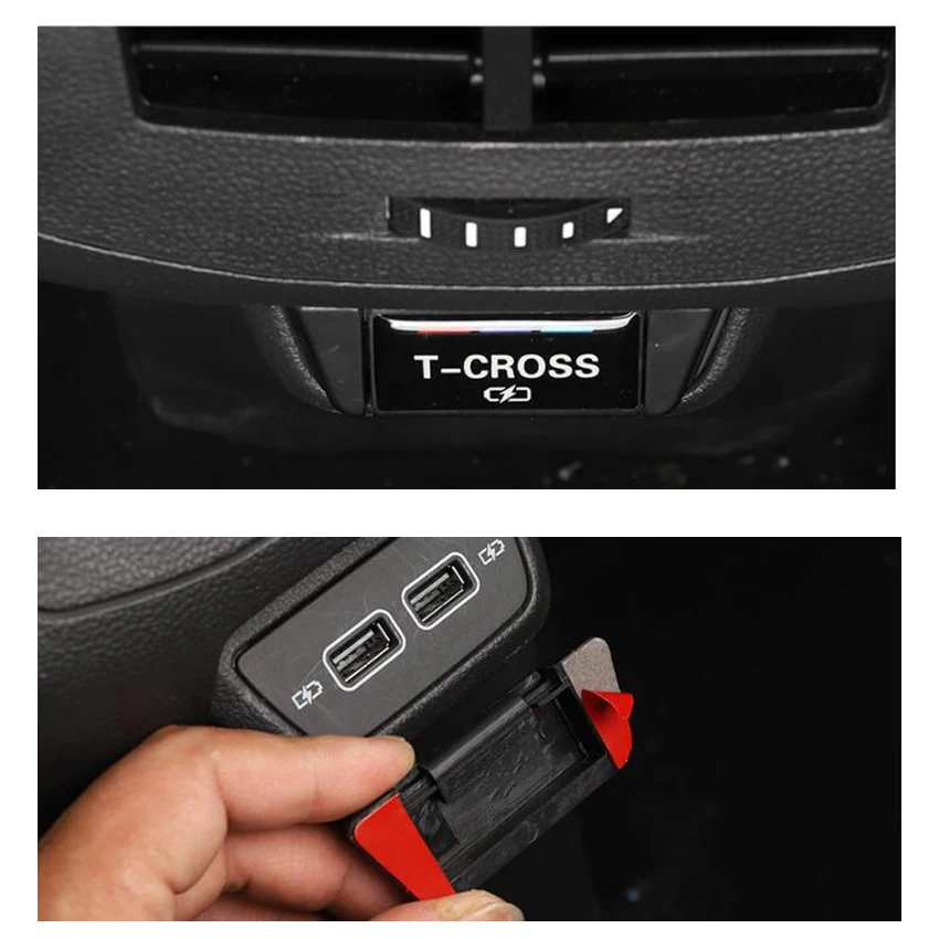 Car Rear Console Center USB Equip Charging Port Protective Cover Dust-proof Frame for Volkswagen VW T-cross Tcross 2019