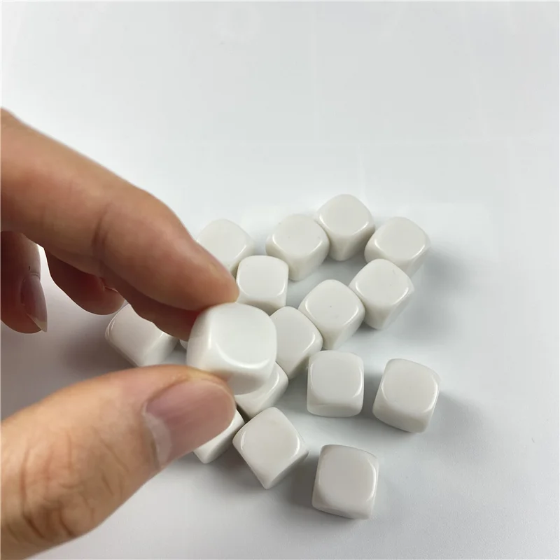 10pcs White 10/12/14/16/18/20mm Blank Dice Acrylic Rounded Corner D6 Blank RPG Dice Can Write DIY Carving Children Teaching Dice