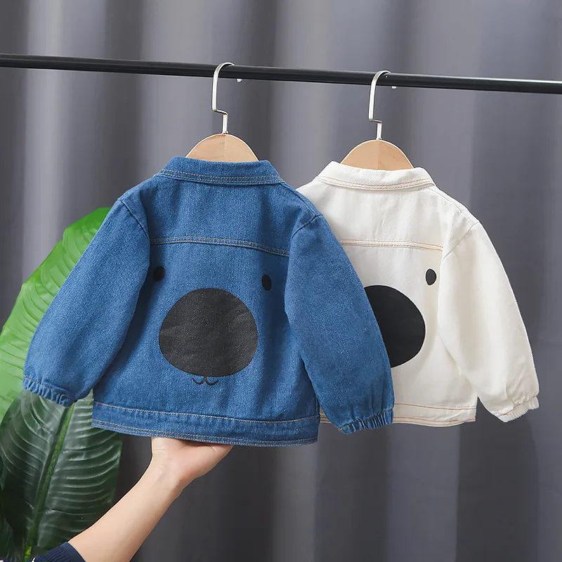 Cute Cartoon Denim Jackets For Girls Spring Autumn Long Sleeve Baby Girls Coat Children Outerwear Toddler Girl Clothes 1 2 3 4Y