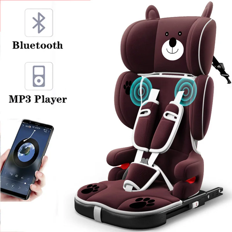 Portable Children Car Seat Folding Baby Safety Seat with Bluetooth Music Isofix Latch Interface Infant Kids Car Seat for 1~12 Y