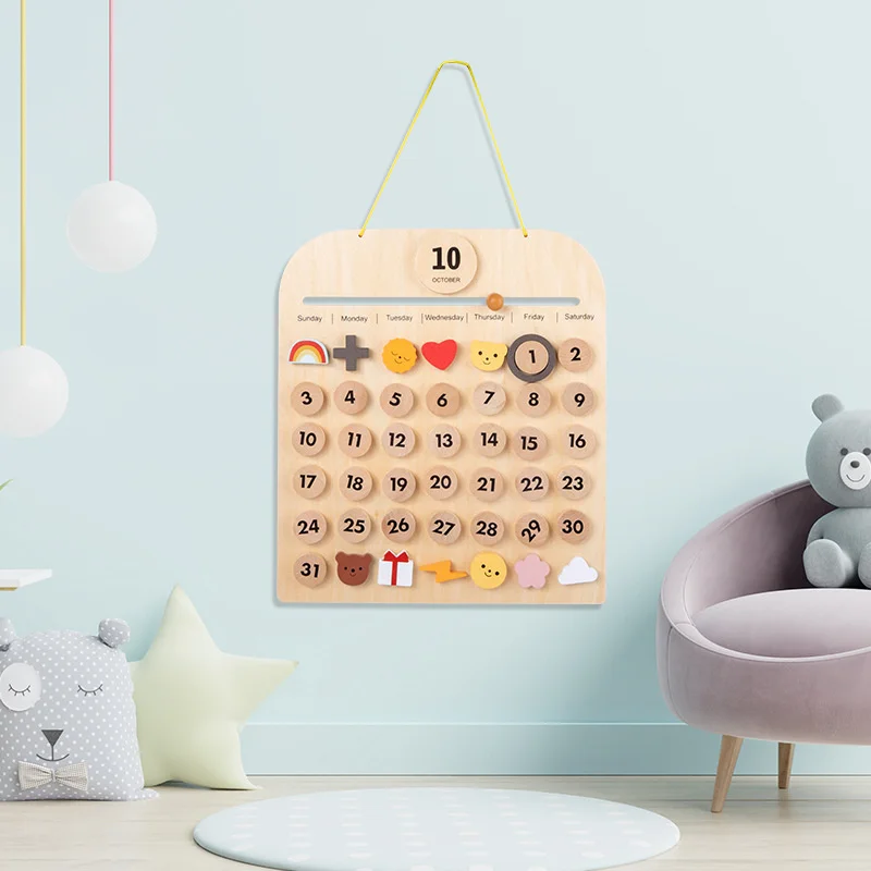 Kinder Montessori Kalender Lernen Zeit Woche Monat Ornamente Baby Nordic Holz Spielzeug Pädagogisches Spielzeug Für Kinder Dekoration Geschenk