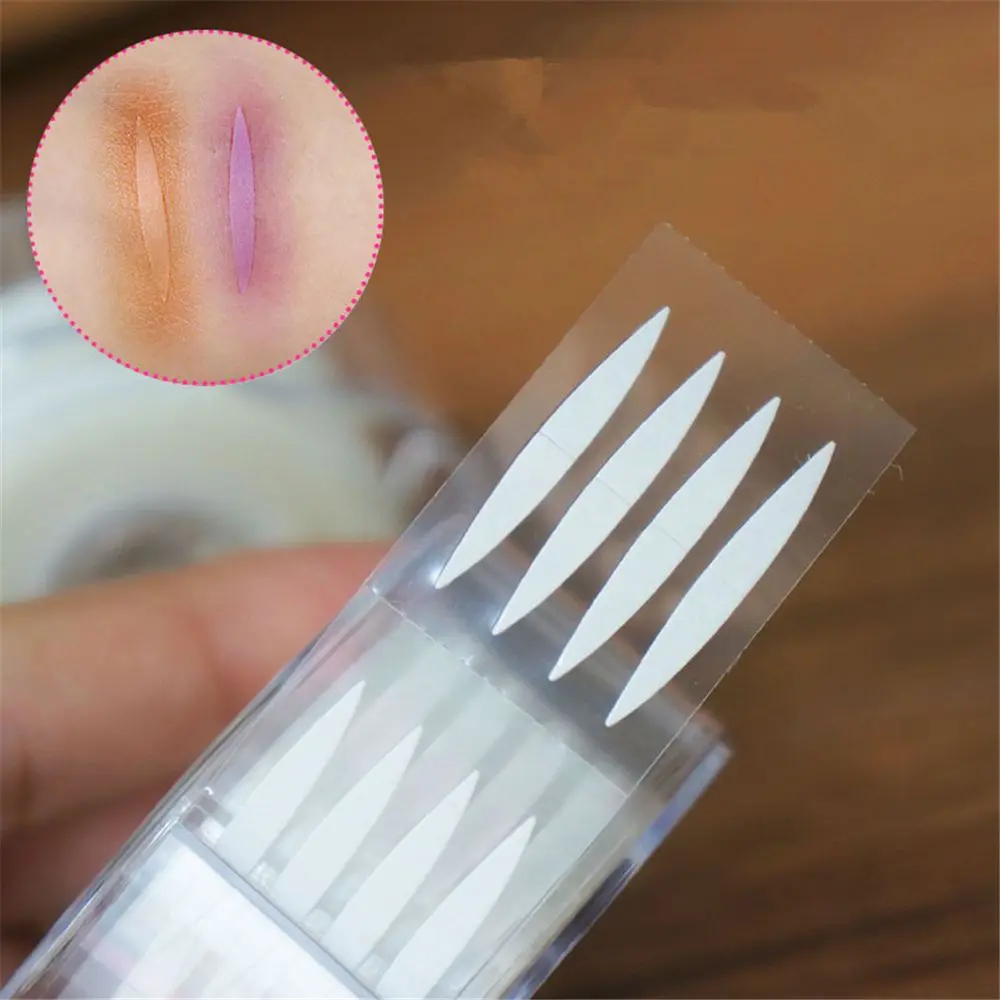 220 Pairs/Roll Double Eyelid Patch Olive Shaped Double-sided Adhesive Tape Pull-out style Transparent Eyelid Sticker Makeup Tool