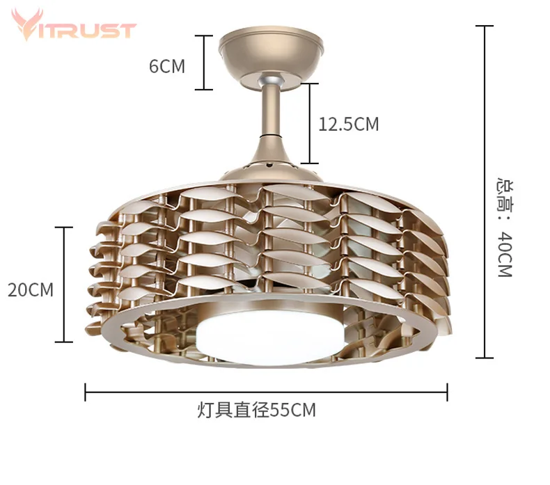 Imagem -05 - Ventilador de Teto Criativo com Luzes Ventilador de Teto Interno e Silencioso Luz Estilo Europeu sem Ventilador com Design de Lâmina