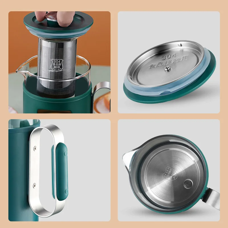 Mini Electric Kettle Protable Health Pot Multifunction Tea Pot With Filter Stainless Steel Health Cup Glass Warm Water Boiler