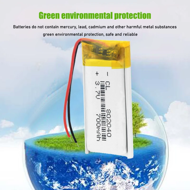 3.7V 802040 LI POLYMERแบตเตอรี่ลิเธียมPCB Chargeป้องกันLipo Li-Polymer 700mAh CEL