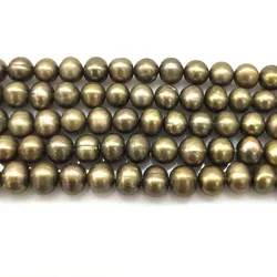 16 inches 7-8mm Dark Green Natural Potato Fresh Water Pearls Loose Strand