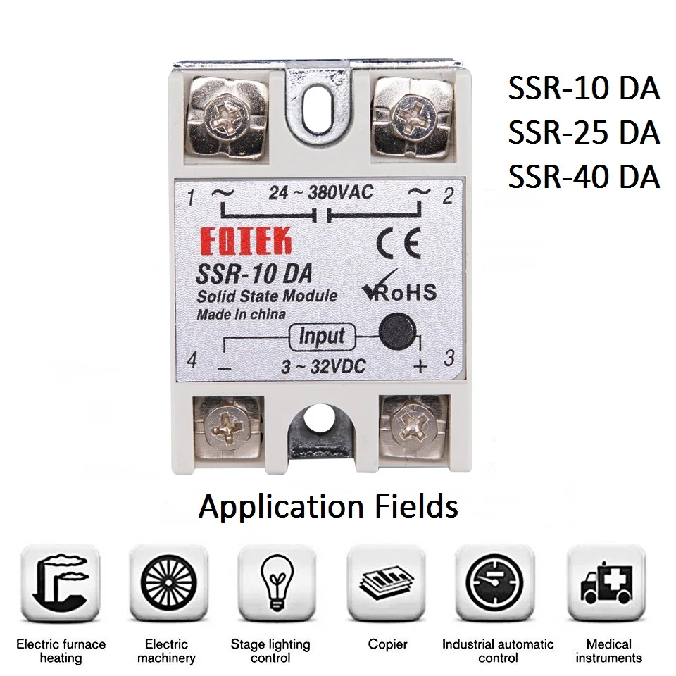 

SSR -10DA/20DA/25DA/40DA DC control AC SSR white shell Single phase Solid state relay