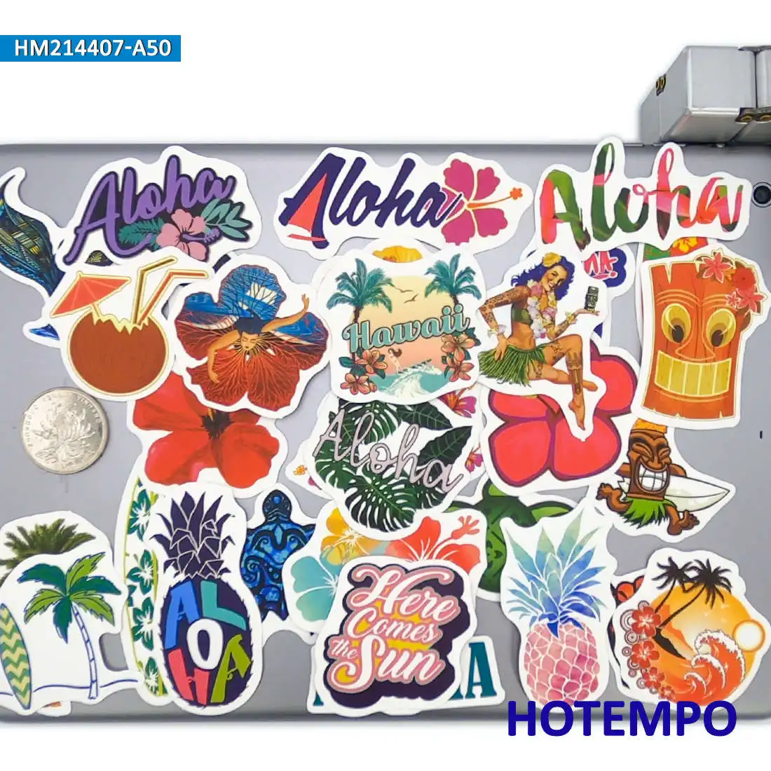 50Pieces Aloha Hawaii Summer Outdoor Beach Surfing Travel Stickers for Phone Scrapbook Luggage Skateboard Car Laptop Sticker Toy