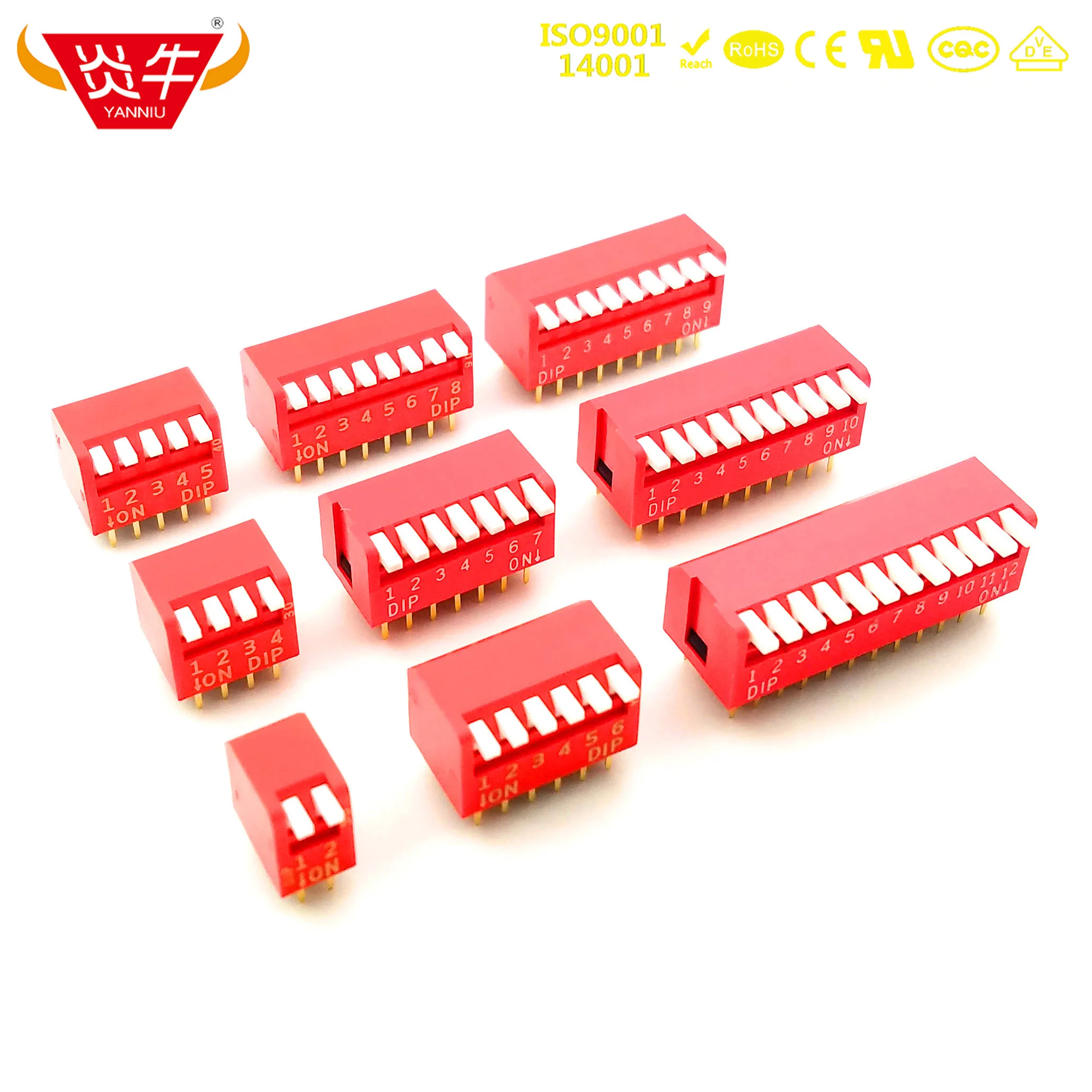 

50PCS TAIWAN DIP Switch 2.54mm NDP Slide Type Switch 1P~12P Bit Position Way DIP Red Pitch Toggle Switch Red Snap Switch hjxrhal